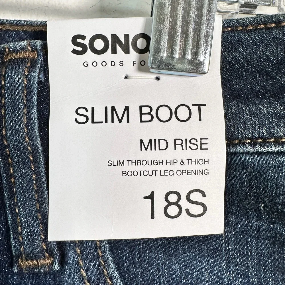 Sonoma Goods For Life Slim Boot Mid Rise Dark Wash Jeans 18S New With Tags